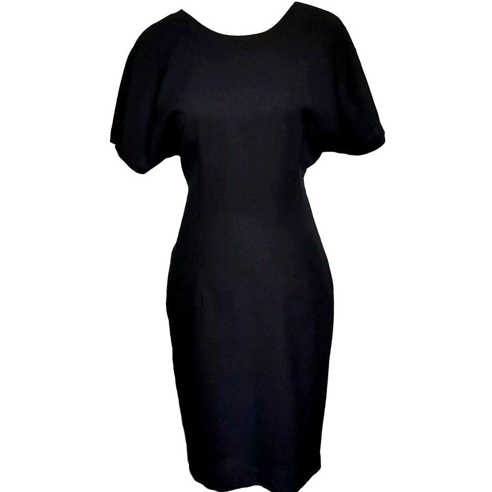 Late Edition Vintage Women's Cocktail Dress Size S V Back Rosette Zip Black USA